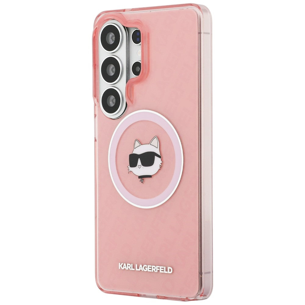MagSafe-skal för Samsung Galaxy S26 Ultra S948, Karl Lagerfeld, IML Choupette Head on KL Repeated Logo, Rosa