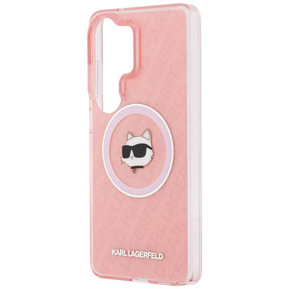 MagSafe-skal för Samsung Galaxy S26 Ultra S948, Karl Lagerfeld, IML Choupette Head on KL Repeated Logo, Rosa