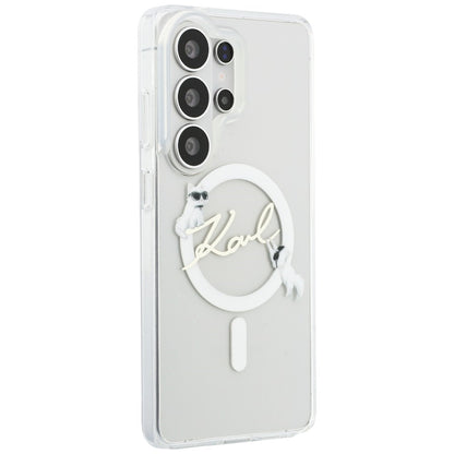 MagSafe-skal för Samsung Galaxy S26 Ultra S948, Karl Lagerfeld, IML Choupette Karl Script Logo, Vit.