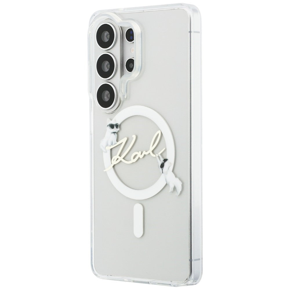 MagSafe-skal för Samsung Galaxy S26 Ultra S948, Karl Lagerfeld, IML Choupette Karl Script Logo, Vit.