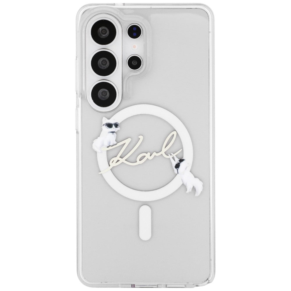 MagSafe-skal för Samsung Galaxy S26 Ultra S948, Karl Lagerfeld, IML Choupette Karl Script Logo, Vit.