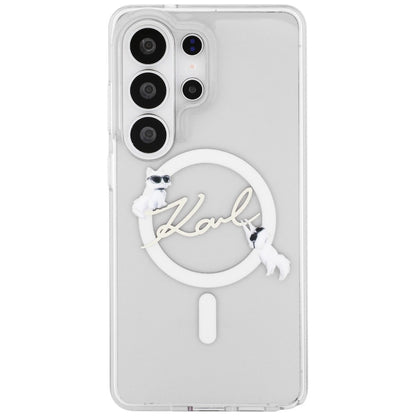 MagSafe-skal för Samsung Galaxy S26 Ultra S948, Karl Lagerfeld, IML Choupette Karl Script Logo, Vit.