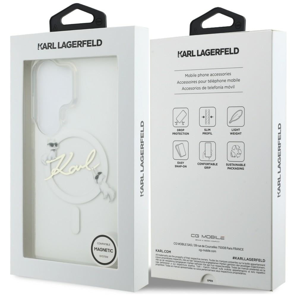 MagSafe-skal för Samsung Galaxy S26 Ultra S948, Karl Lagerfeld, IML Choupette Karl Script Logo, Vit.