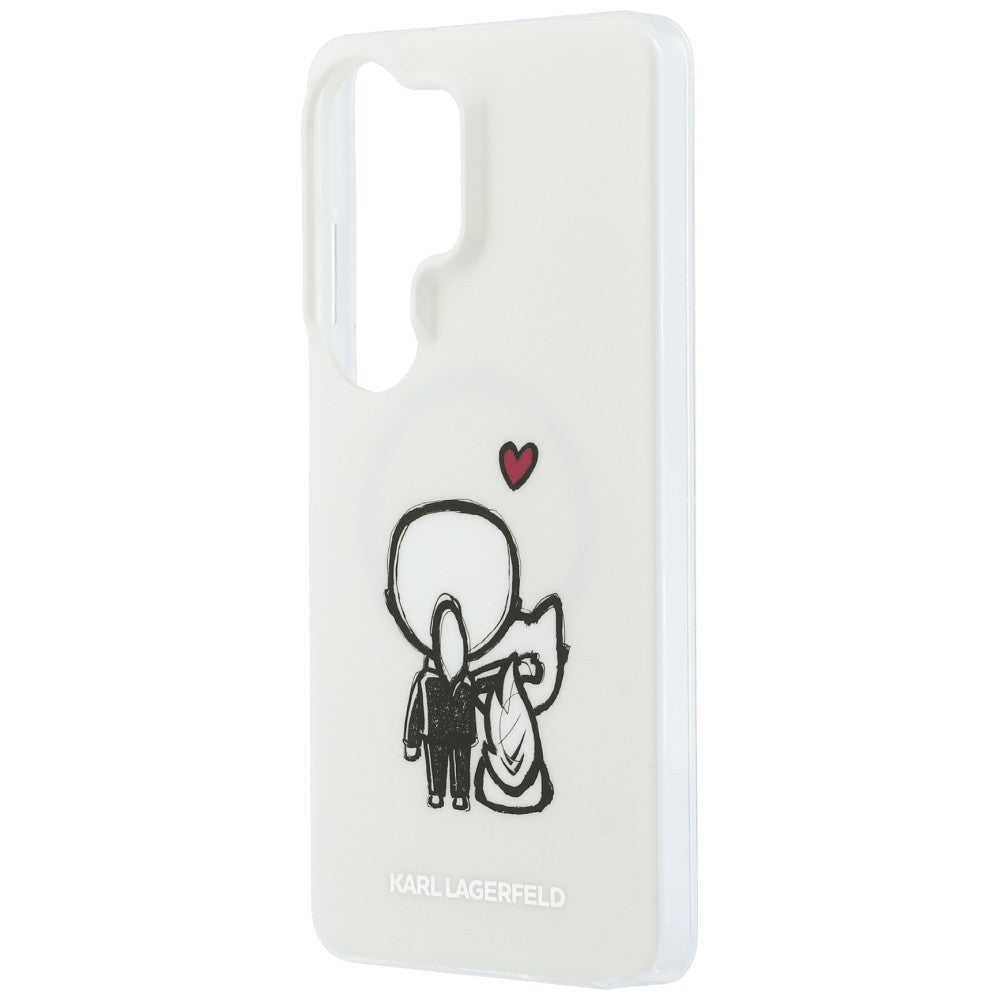 MagSafe-fodral för Samsung Galaxy S26 Ultra S948, Karl Lagerfeld, IML Karl & Choupette Back Logo, Vit