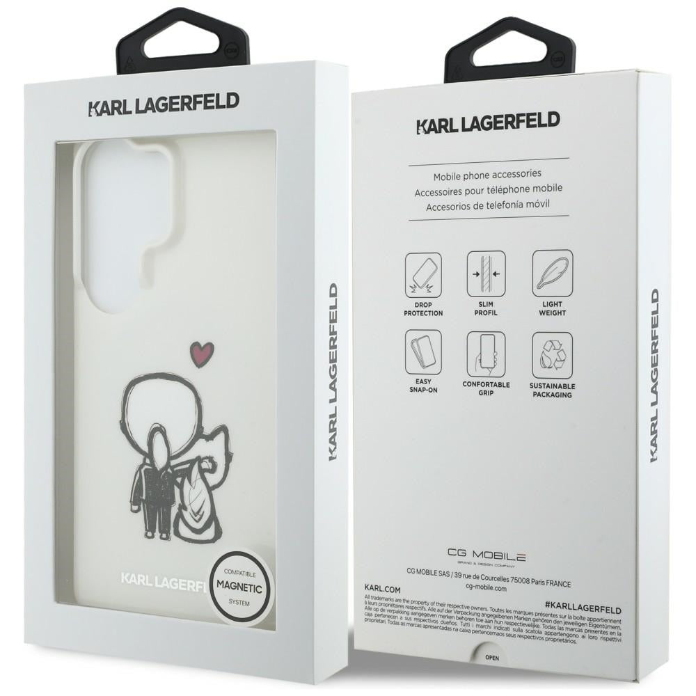 MagSafe-fodral för Samsung Galaxy S26 Ultra S948, Karl Lagerfeld, IML Karl & Choupette Back Logo, Vit