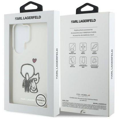 MagSafe-fodral för Samsung Galaxy S26 Ultra S948, Karl Lagerfeld, IML Karl & Choupette Back Logo, Vit