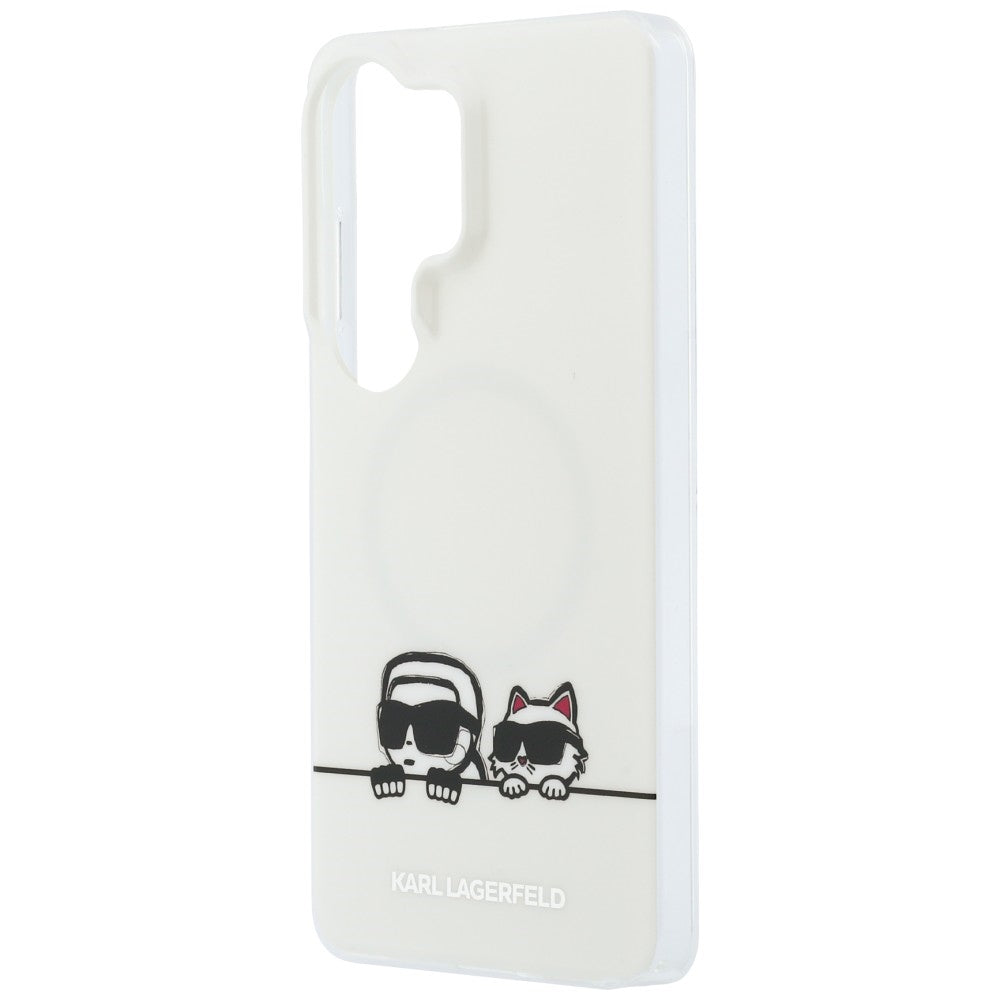 MagSafe-fodral för Samsung Galaxy S26 Ultra S948, Karl Lagerfeld, IML Karl & Choupette Peekaboo Logo, Vit