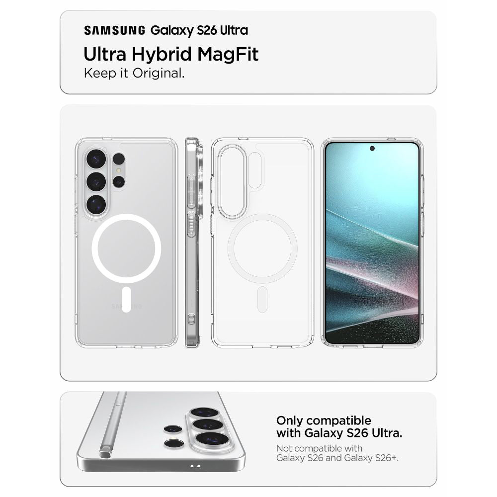 MagSafe-skal för Samsung Galaxy S26 Ultra S948, Spigen, Ultra Hybrid, Transparent Vit ACS10679