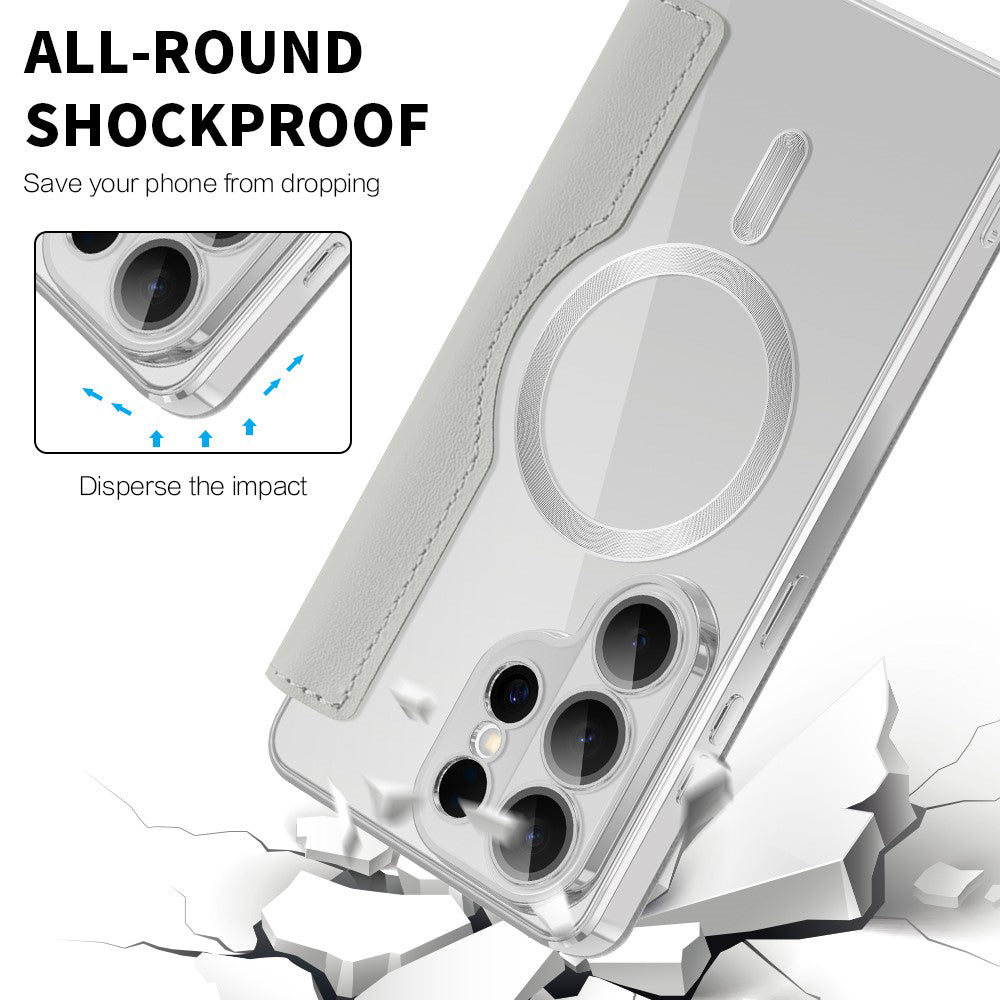 MagSafe-fodral för Samsung Galaxy S26 Ultra, Techsuit, SmartMag Book, Grå