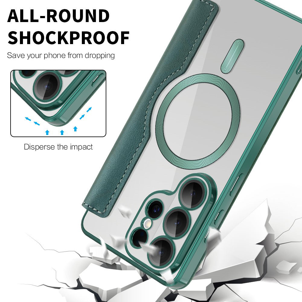 MagSafe Case for Samsung Galaxy S26 Ultra, Techsuit, SmartMag Book, Green