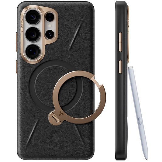 MagSafe-fodral för Samsung Galaxy S26 Ultra, Torras, QPRO Leather, Svart