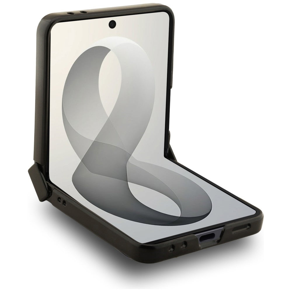 MagSafe-fodral för Samsung Galaxy Z Flip8 F776, Guess, Ring Stand Grained Classic Logo, Beige