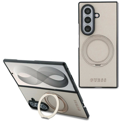MagSafe-fodral för Samsung Galaxy Z Fold8 Ultra F976, Guess, Ring Stand Grained Classic Logo, Beige