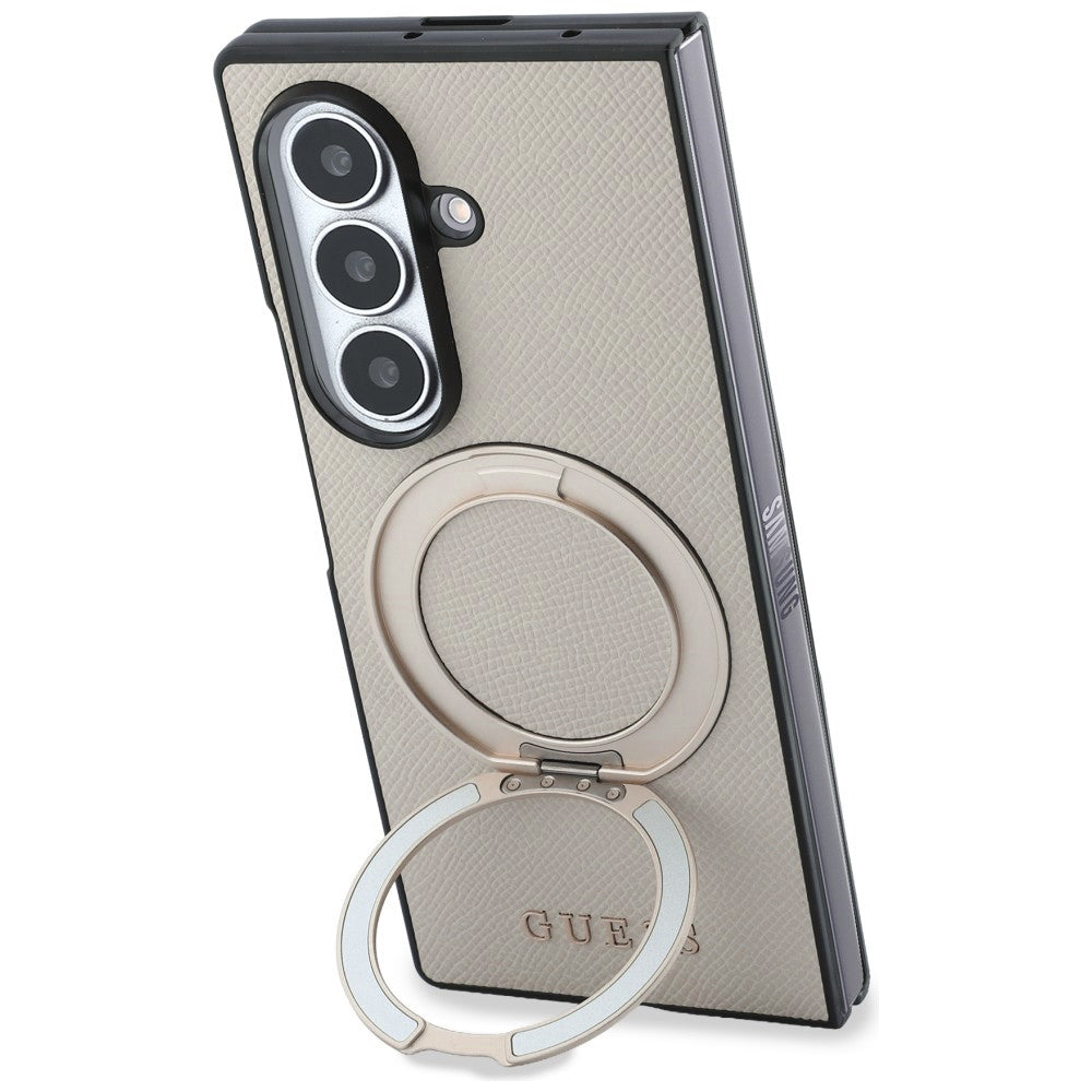 MagSafe-fodral för Samsung Galaxy Z Fold8 Ultra F976, Guess, Ring Stand Grained Classic Logo, Beige