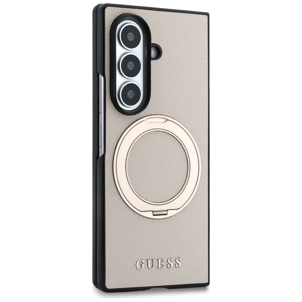 MagSafe-fodral för Samsung Galaxy Z Fold8 Ultra F976, Guess, Ring Stand Grained Classic Logo, Beige