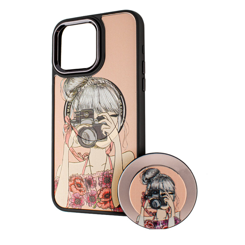 MagSafe-fodral för Xiaomi Redmi A2 / A1, BOTER, MagPopsocket Photo Girl, Flerfärgad
