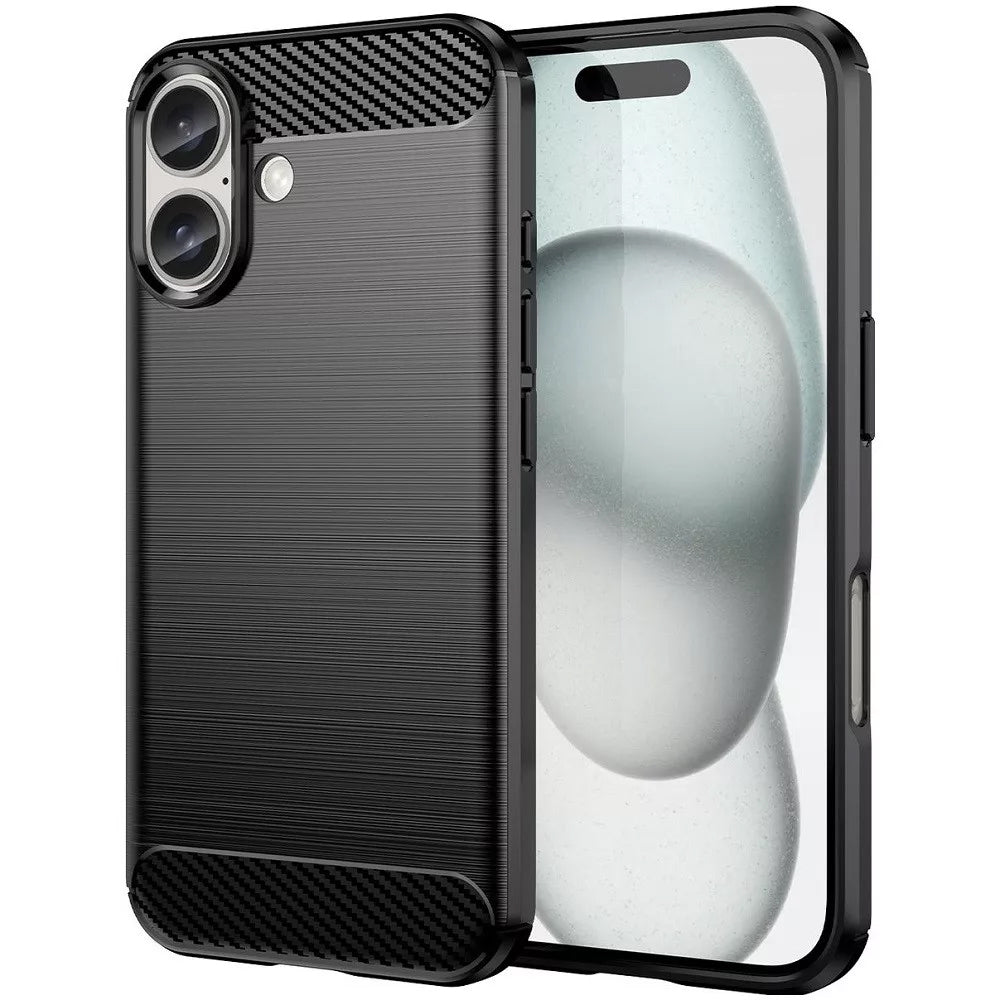 Fodral för Apple iPhone 16 Plus, OEM, Kolfiber, Svart
