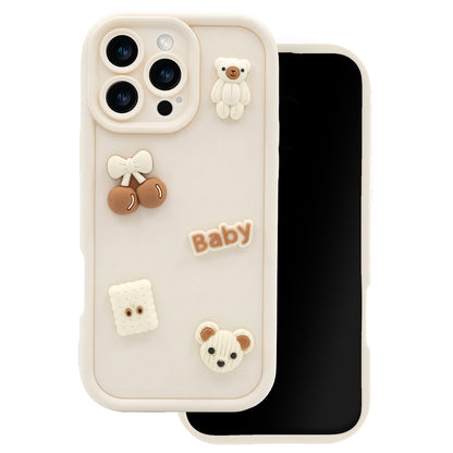 Fodral för Apple iPhone 12, OEM, Ultra Trendy 3D Bear, Beige
