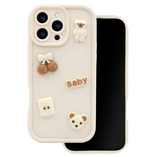 Fodral för Apple iPhone 14, OEM, Ultra Trendy 3D Bear, Beige