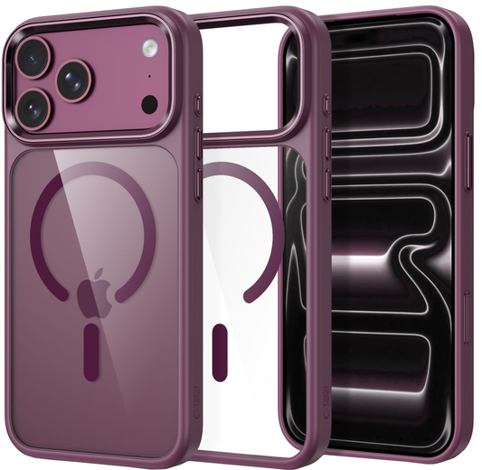 Case for Apple iPhone 18 Pro / 17 Pro, Tech-Protect, Magmat CC, Transparent Burgundy