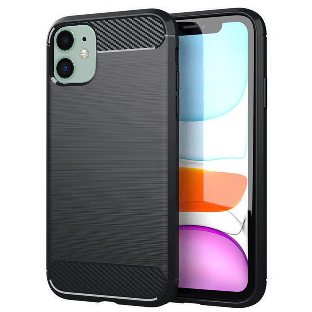 Fodral för Apple iPhone 11, Techsuit, Kolfiber, Svart