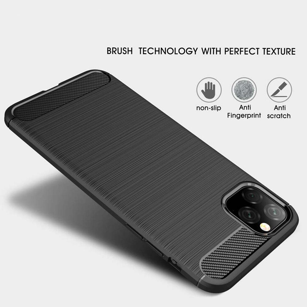 Fodral för Apple iPhone 11, Techsuit, Kolfiber, Svart