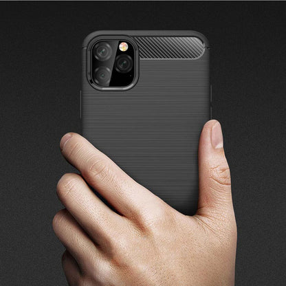 Fodral för Apple iPhone 11, Techsuit, Kolfiber, Svart