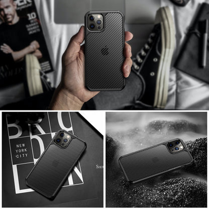 Case for Apple iPhone 12 / 12 Pro, Techsuit, CarbonFuse, Black
