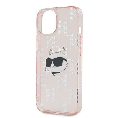 Skyddsfodral för Apple iPhone 14, Karl Lagerfeld, IML Luxury Monogram Choupette's Head, Rosa