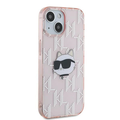 Skyddsfodral för Apple iPhone 14, Karl Lagerfeld, IML Luxury Monogram Choupette's Head, Rosa