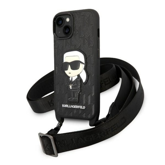 Fodral för Apple iPhone 14, Karl Lagerfeld, Monogram Ikonik Karl, Svart