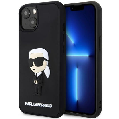 Skyddsfodral för Apple iPhone 14 Plus, Karl Lagerfeld, 3D Rubber Ikonik Karl, Svart