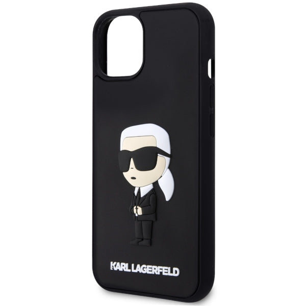 Skyddsfodral för Apple iPhone 14 Plus, Karl Lagerfeld, 3D Rubber Ikonik Karl, Svart