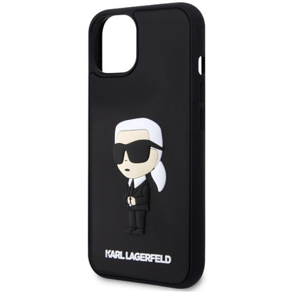 Skyddsfodral för Apple iPhone 14 Plus, Karl Lagerfeld, 3D Rubber Ikonik Karl, Svart