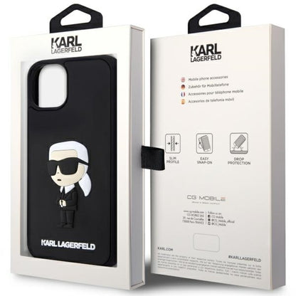 Skyddsfodral för Apple iPhone 14 Plus, Karl Lagerfeld, 3D Rubber Ikonik Karl, Svart