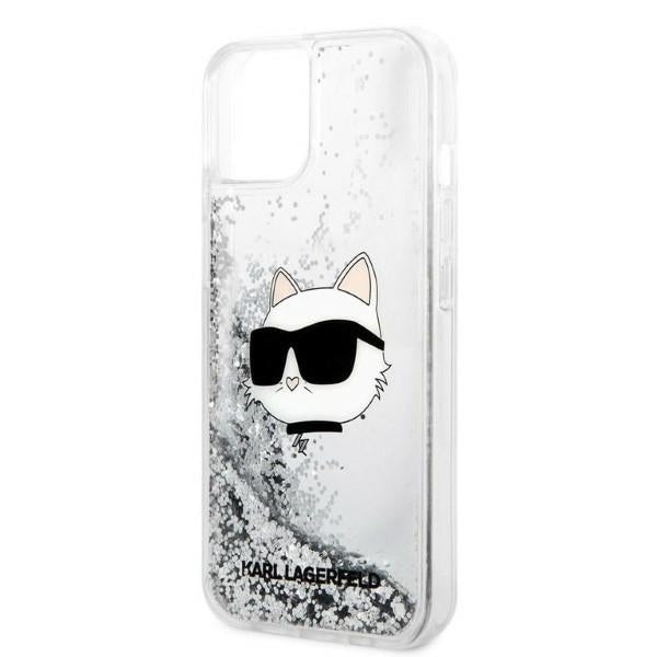 Fodral för Apple iPhone 14 Plus, Karl Lagerfeld, Glitter Choupette's Head, Silver