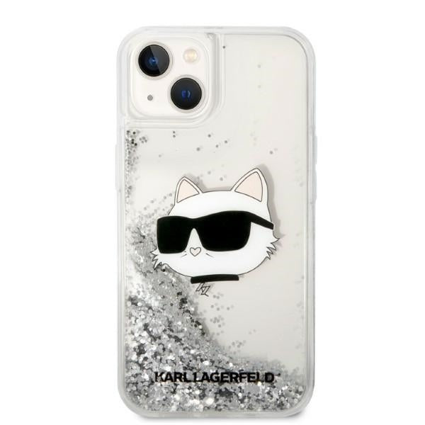 Fodral för Apple iPhone 14 Plus, Karl Lagerfeld, Glitter Choupette's Head, Silver