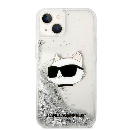 Fodral för Apple iPhone 14 Plus, Karl Lagerfeld, Glitter Choupette's Head, Silver