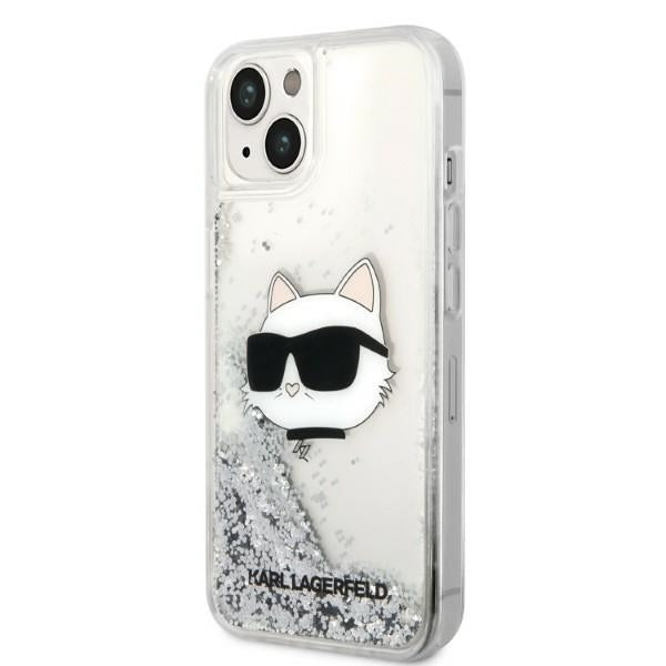 Fodral för Apple iPhone 14 Plus, Karl Lagerfeld, Glitter Choupette's Head, Silver