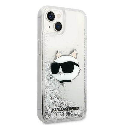 Fodral för Apple iPhone 14 Plus, Karl Lagerfeld, Glitter Choupette's Head, Silver