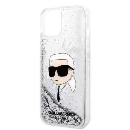 Fodral för Apple iPhone 14 Plus, Karl Lagerfeld, Glitter Karl's Head, Silver