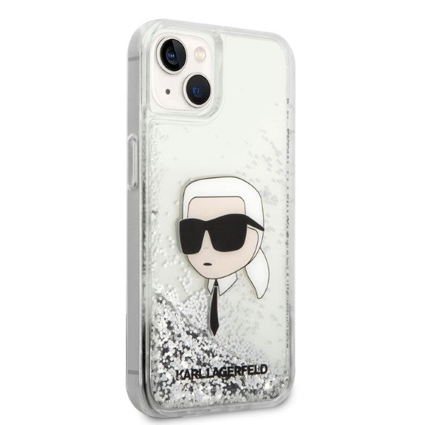 Fodral för Apple iPhone 14 Plus, Karl Lagerfeld, Glitter Karl's Head, Silver