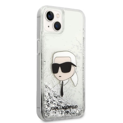 Fodral för Apple iPhone 14 Plus, Karl Lagerfeld, Glitter Karl's Head, Silver