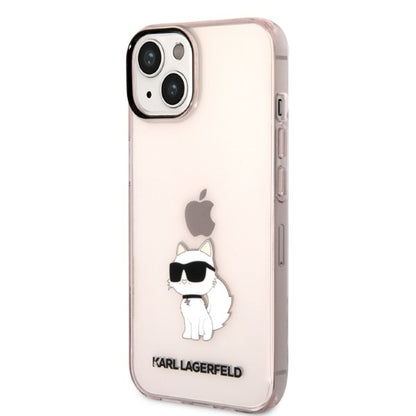 Skyddsfodral för Apple iPhone 14 Plus, Karl Lagerfeld, Ikonik Choupette, Rosa