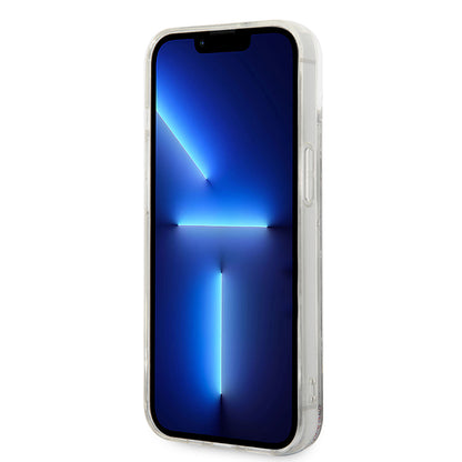 Fodral för Apple iPhone 14 Plus, Karl Lagerfeld, Liquid Glitter Monogram, Silver