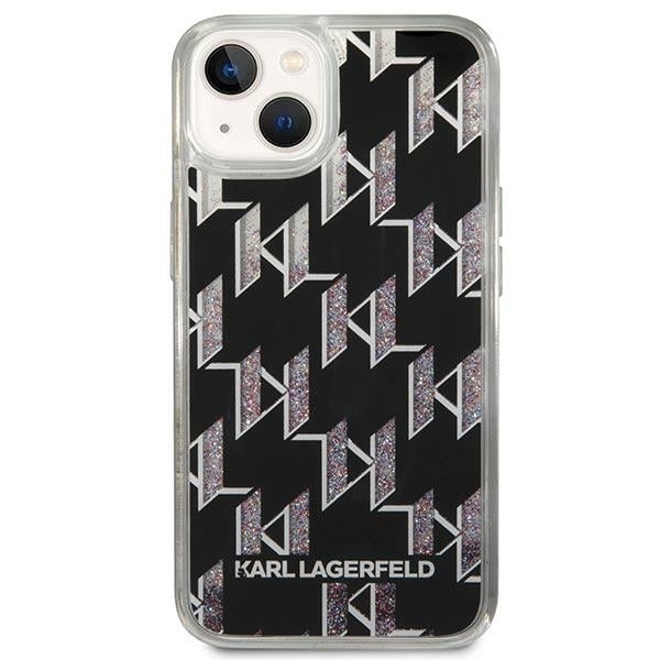 Fodral för Apple iPhone 14 Plus, Karl Lagerfeld, Liquid Glitter Monogram, Svart