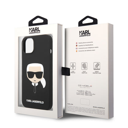 Case for Apple iPhone 14 Plus, Karl Lagerfeld, Silicone Karl's Head, Black