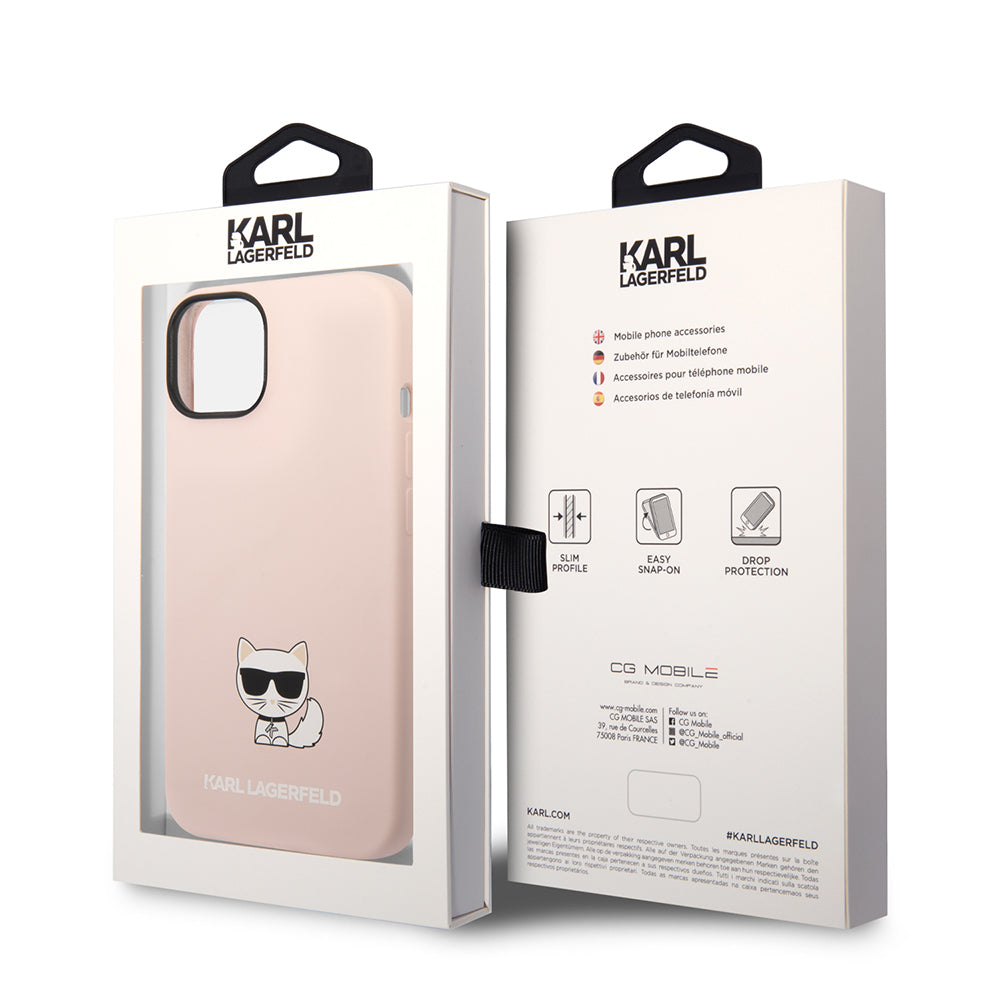 Case for Apple iPhone 14 Plus, Karl Lagerfeld, Silicone Body Choupette, Pink