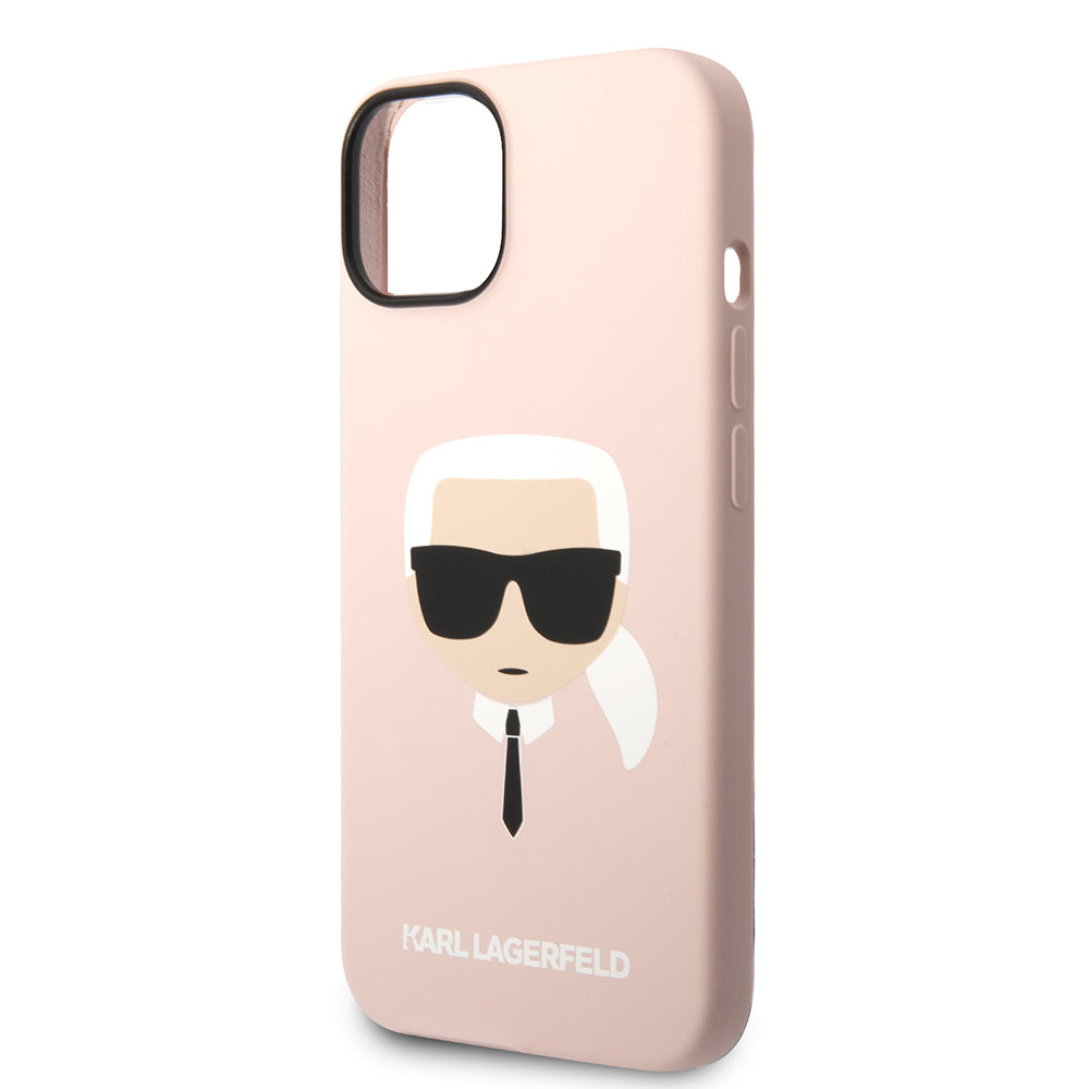Skyddsfodral för Apple iPhone 14 Plus, Karl Lagerfeld, Silicone Karl's Head, Rosa