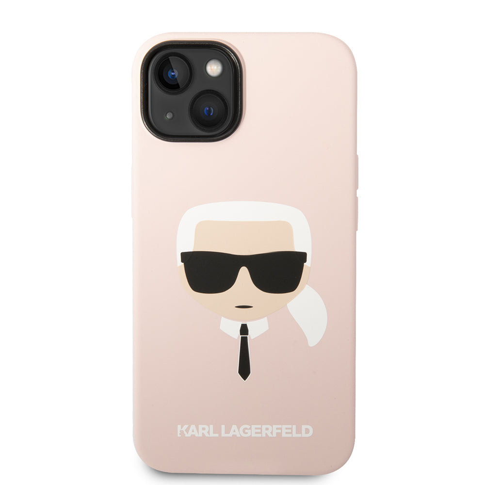 Skyddsfodral för Apple iPhone 14 Plus, Karl Lagerfeld, Silicone Karl's Head, Rosa
